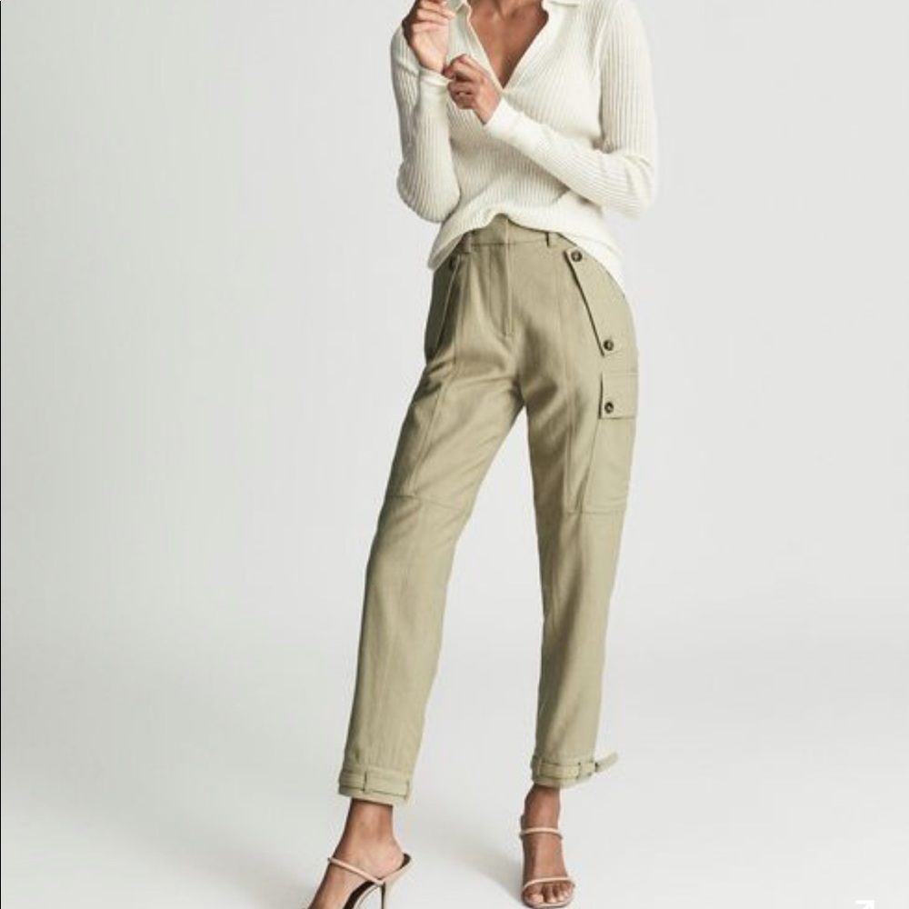 Reiss Newlyn Cargo Pants in Khaki Brand New